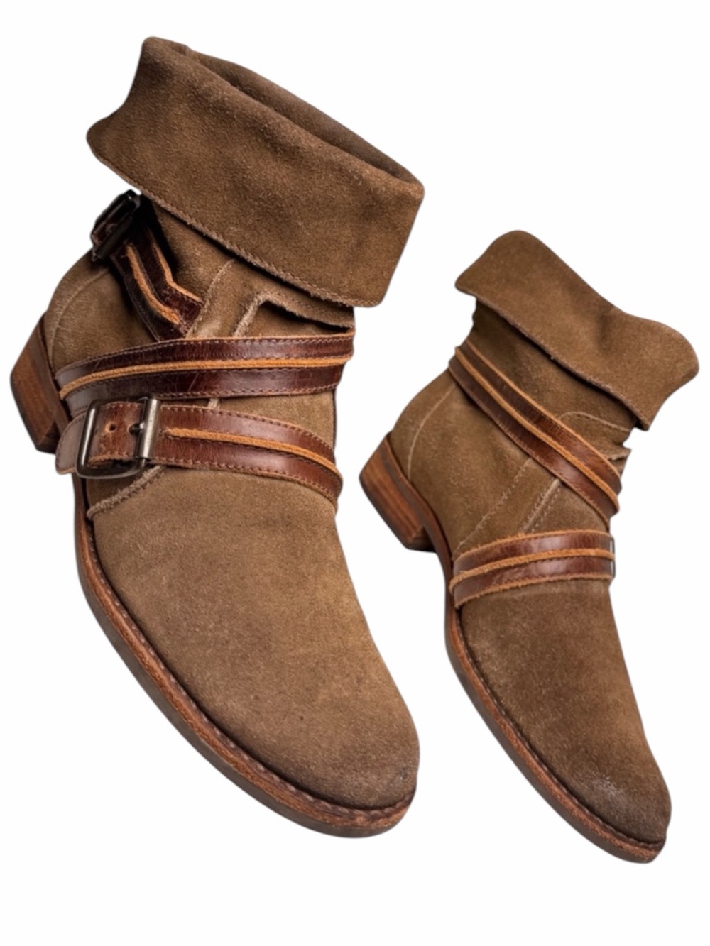 Matisse Prospector Suede Ankle Boots Sz 7‎ Western Moto Buckle Tan